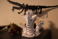 creaturely mix (Vaea kiln god, Mark Bulwinkle hound, aoxlotl alebrijes from Oaxaca)