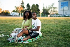 Laudie and friend picnicking at Lake Merritt