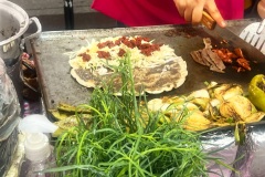 "the works" at a tlayuda stand, Zocalo Mexico City