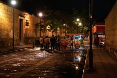 Oaxaca food carts night scene